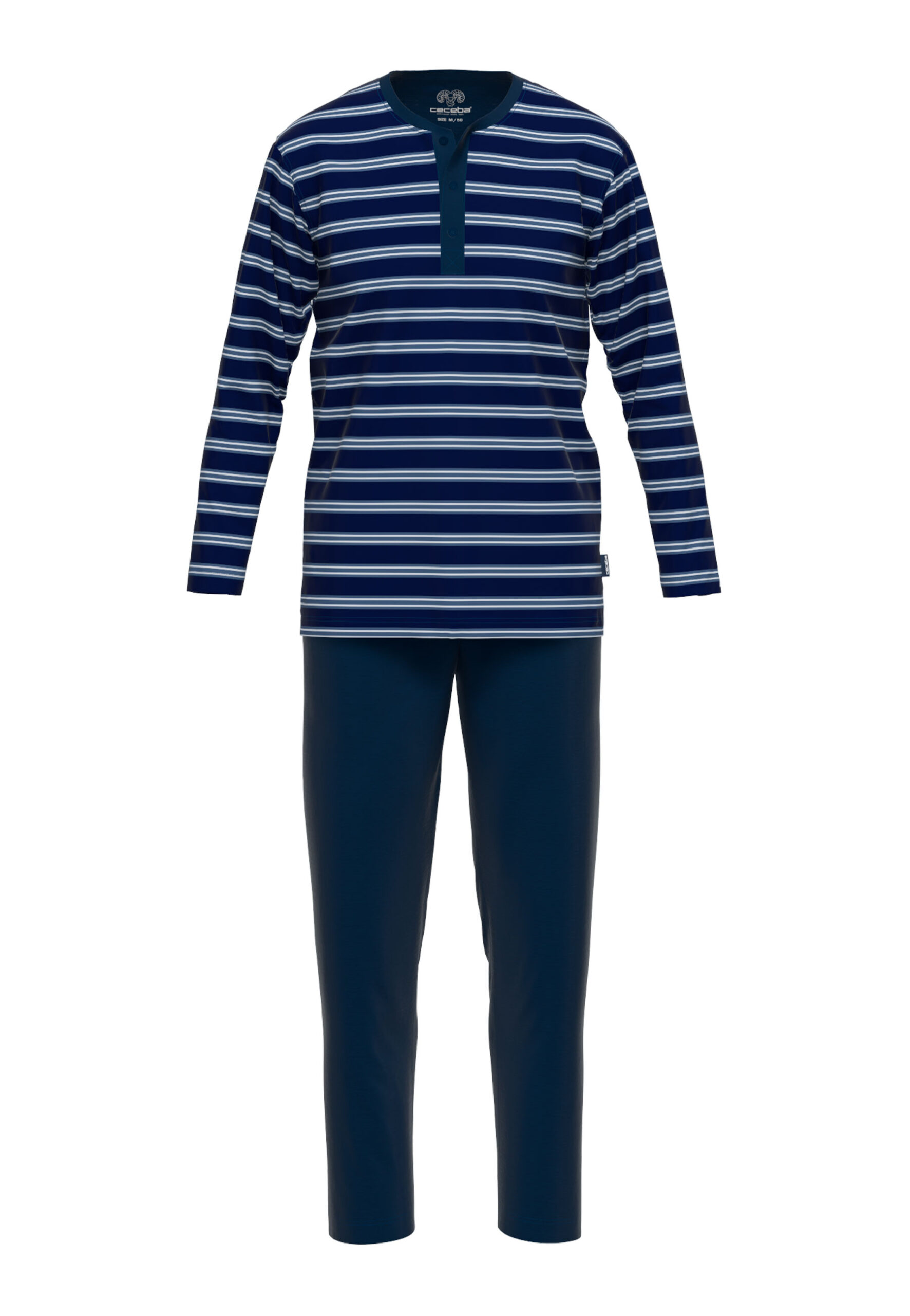 Pyjama lang mit Serafino-Ausschnitt